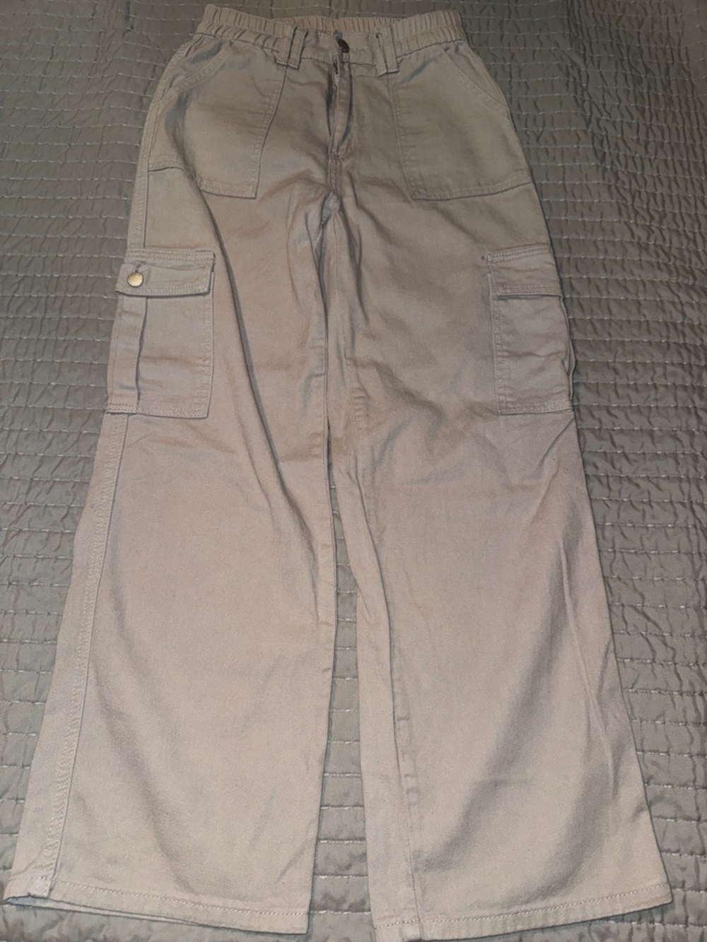 SHEIN Women's Wide Leg Cargo Pants in Light Gray